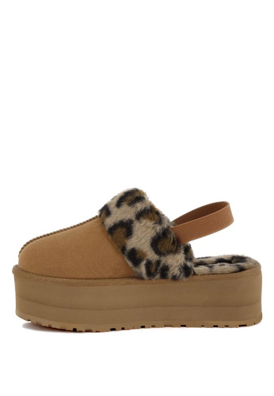Kutchu Leopard Faux Fur Platform Classic Slingback - Tigbul's Variety Fashion Shop