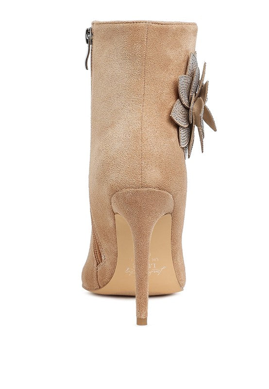 Yarrow Rhinestones Petal Detail Boots - Tigbul's Variety Fashion Shop