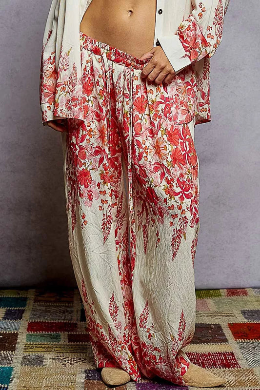 POL Floral Printed Woven Wide Leg Drawstring Pants - Tigbul's Variety Fashion Shop