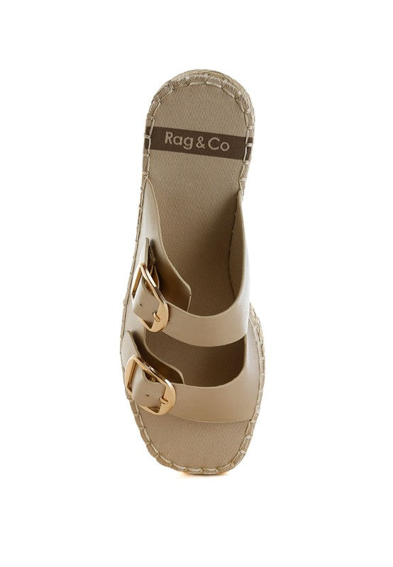 Miova Metallic Buckle Detail Espadrille Flatforms - Tigbul's Variety Fashion Shop