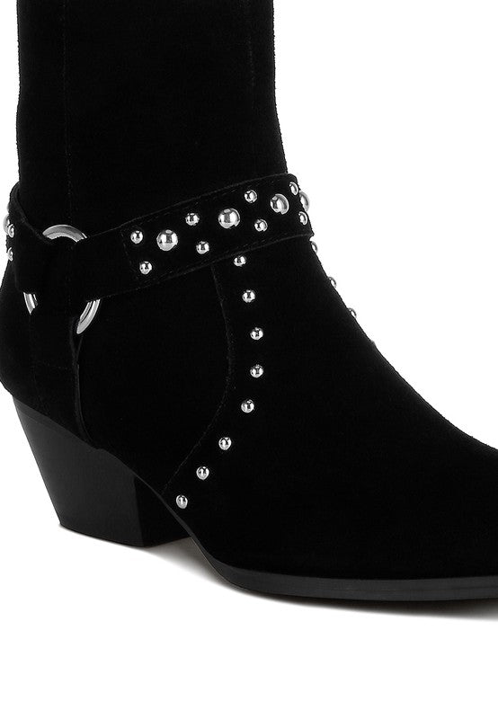 Rodeo Studded Suede Ankle Boots - Tigbul's Variety Fashion Shop