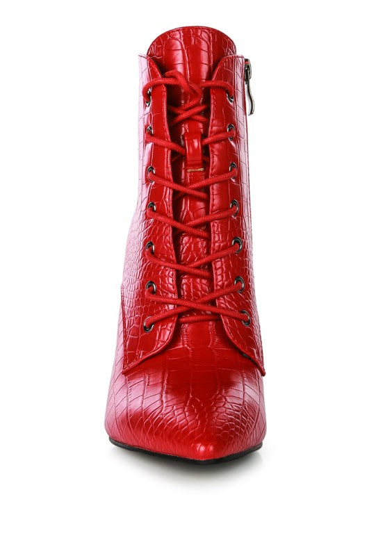 ESCALA CROC LACE-UP STILETTO BOOT - Tigbul's Variety Fashion Shop