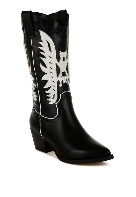 Thistle Winged Patchwork Cowboy Boots - Tigbul's Variety Fashion Shop