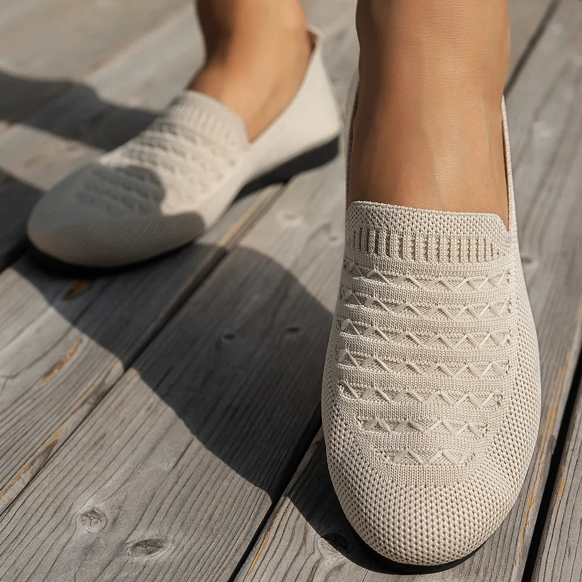 Breathable Knit Slip-On Loafers - Tigbul's Variety Fashion Shop