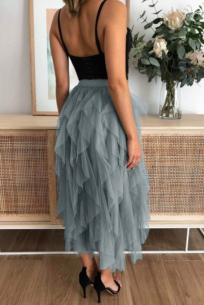 A Line Long Tulle Tiered Skirts - Tigbul's Variety Fashion Shop