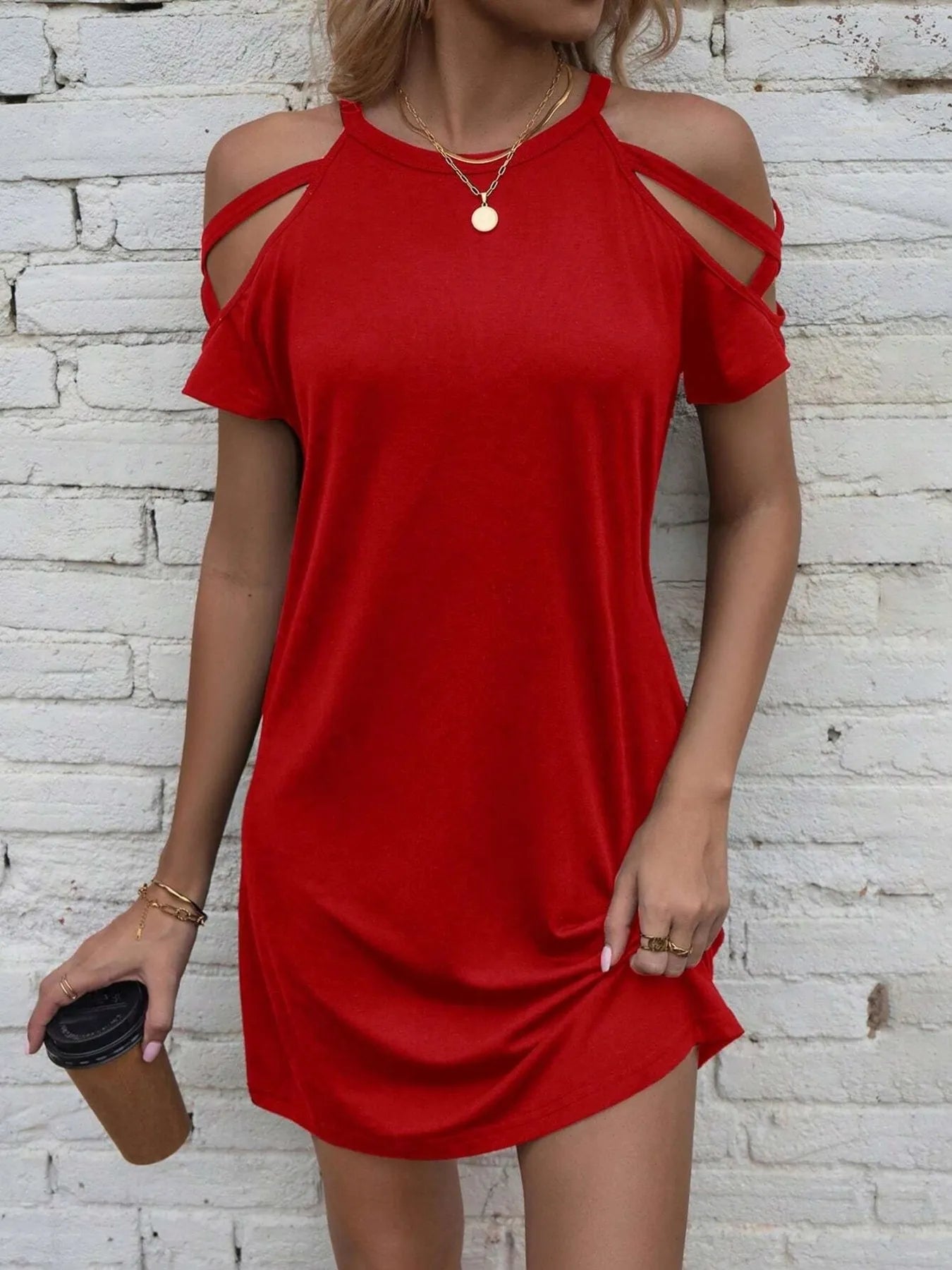Cold Shoulder Mini Dress - Tigbul's Variety Fashion Shop