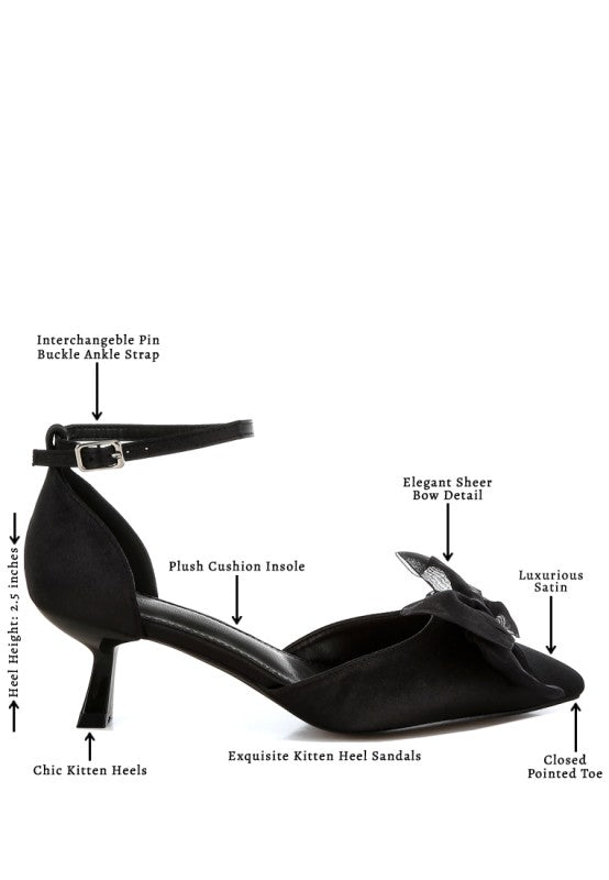 Cadell Bow Detail Satin Sandals - Tigbul's Variety Fashion Shop