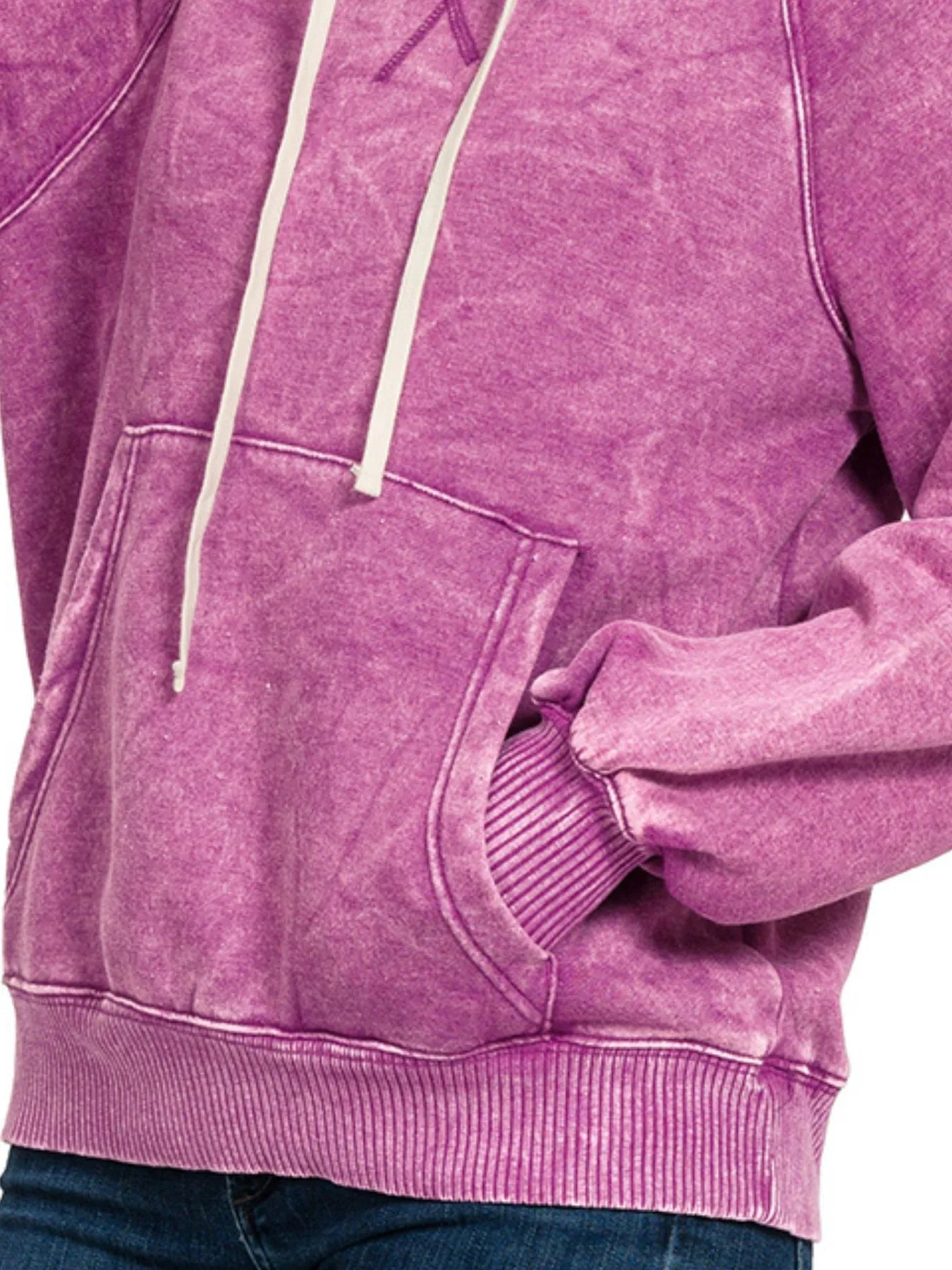 Zenana Acid Wash Fleece Hoodie with Kangaroo Pocket - Tigbul's Variety Fashion Shop