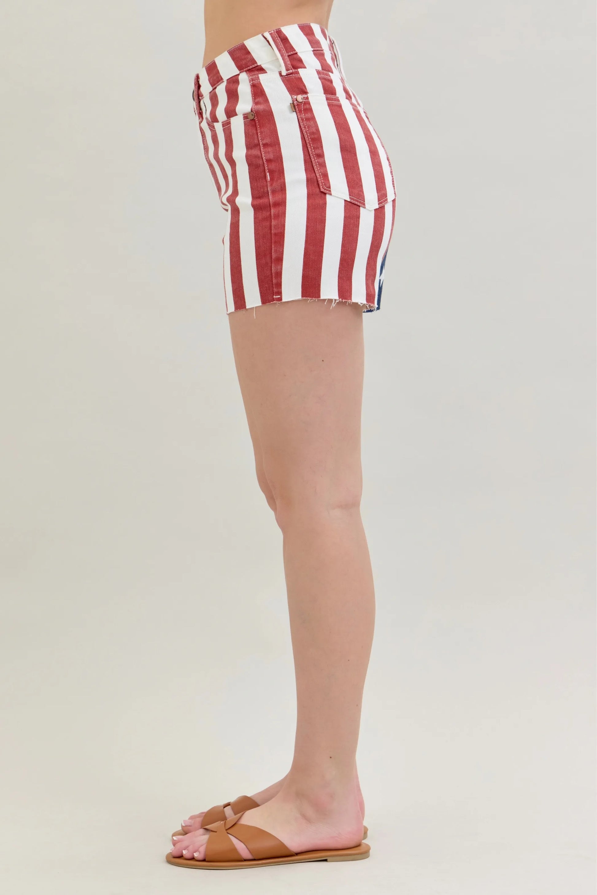 Judy Blue Full Size High Waist Americana Flag Fray Hem Shorts Plus Size - Tigbul's Variety Fashion Shop