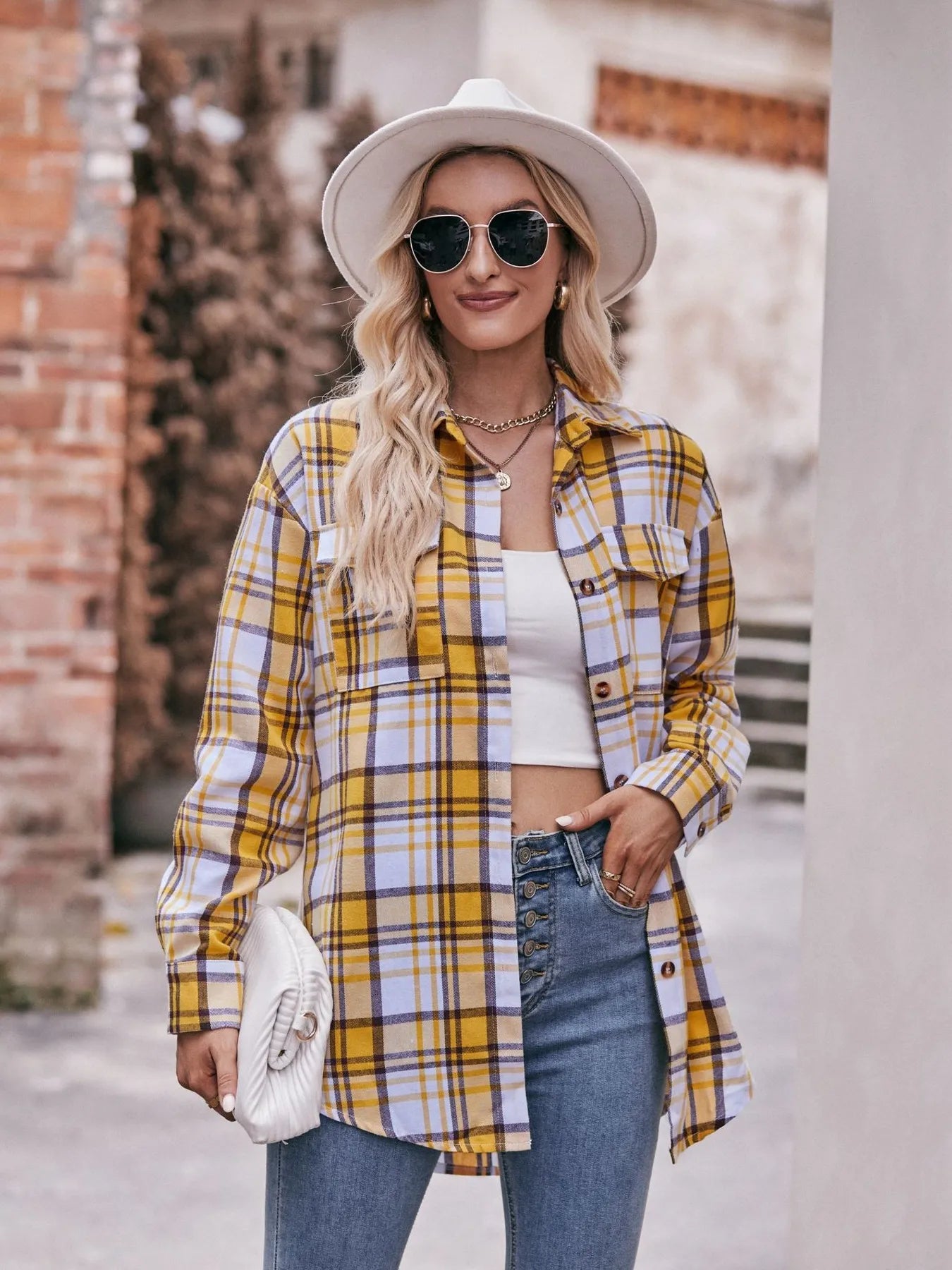 Plaid Button-Down Long Sleeve Shirt - Tigbul's Variety Fashion Shop