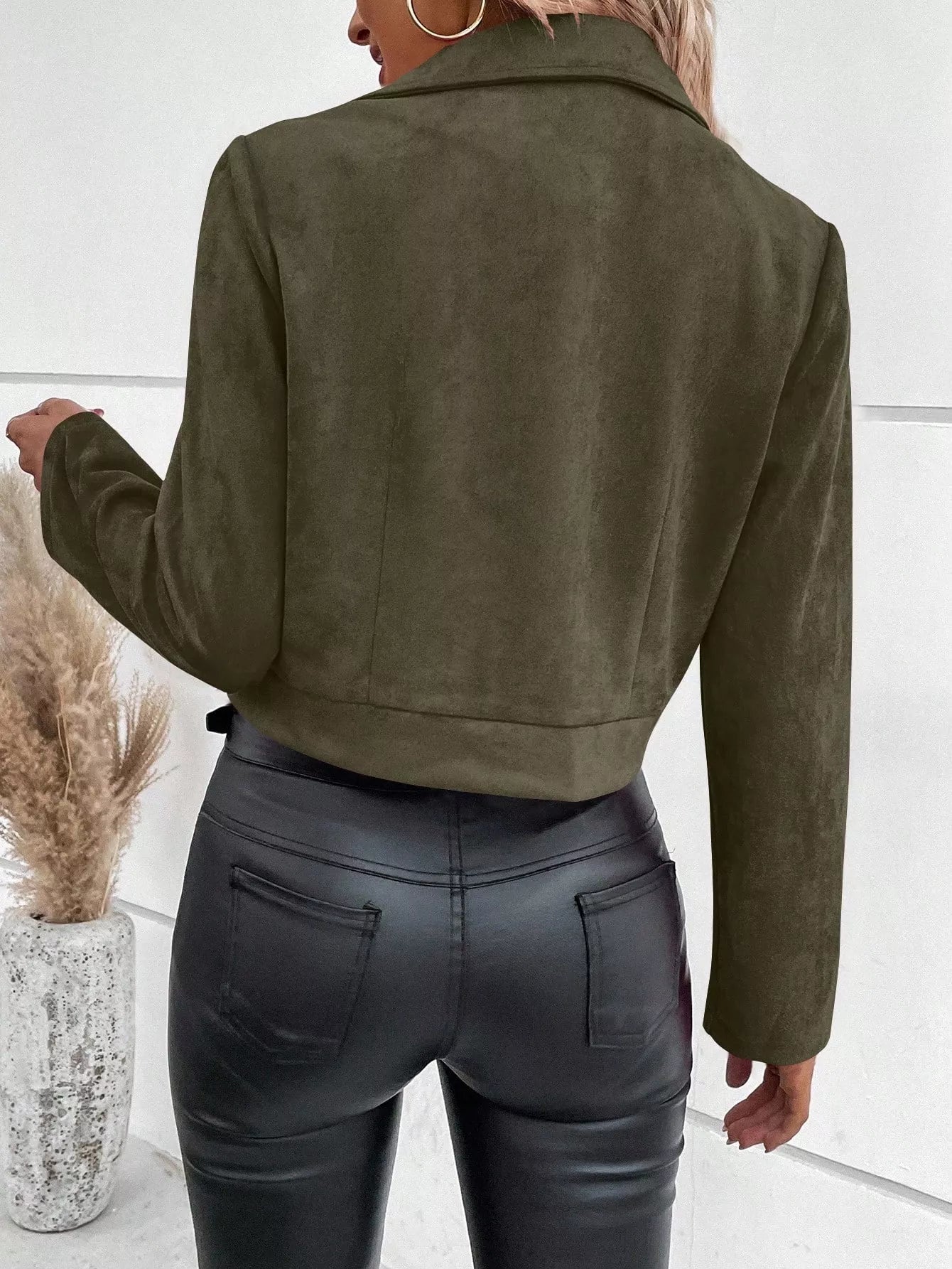 Suede Moto Jacket with Zip Detail - Tigbul's Variety Fashion Shop