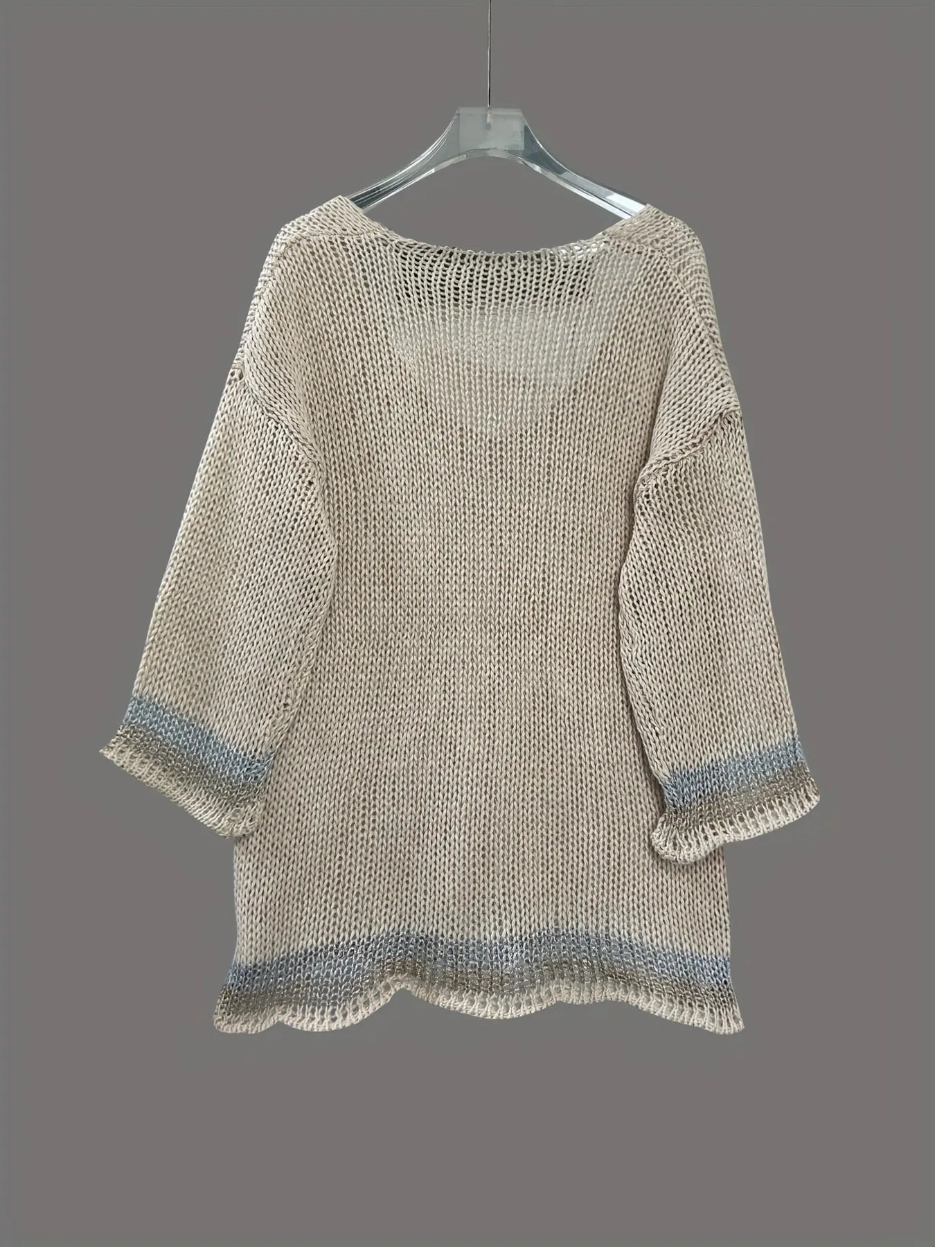 Contrast Trim Crochet Sweater - Tigbul's Variety Fashion Shop
