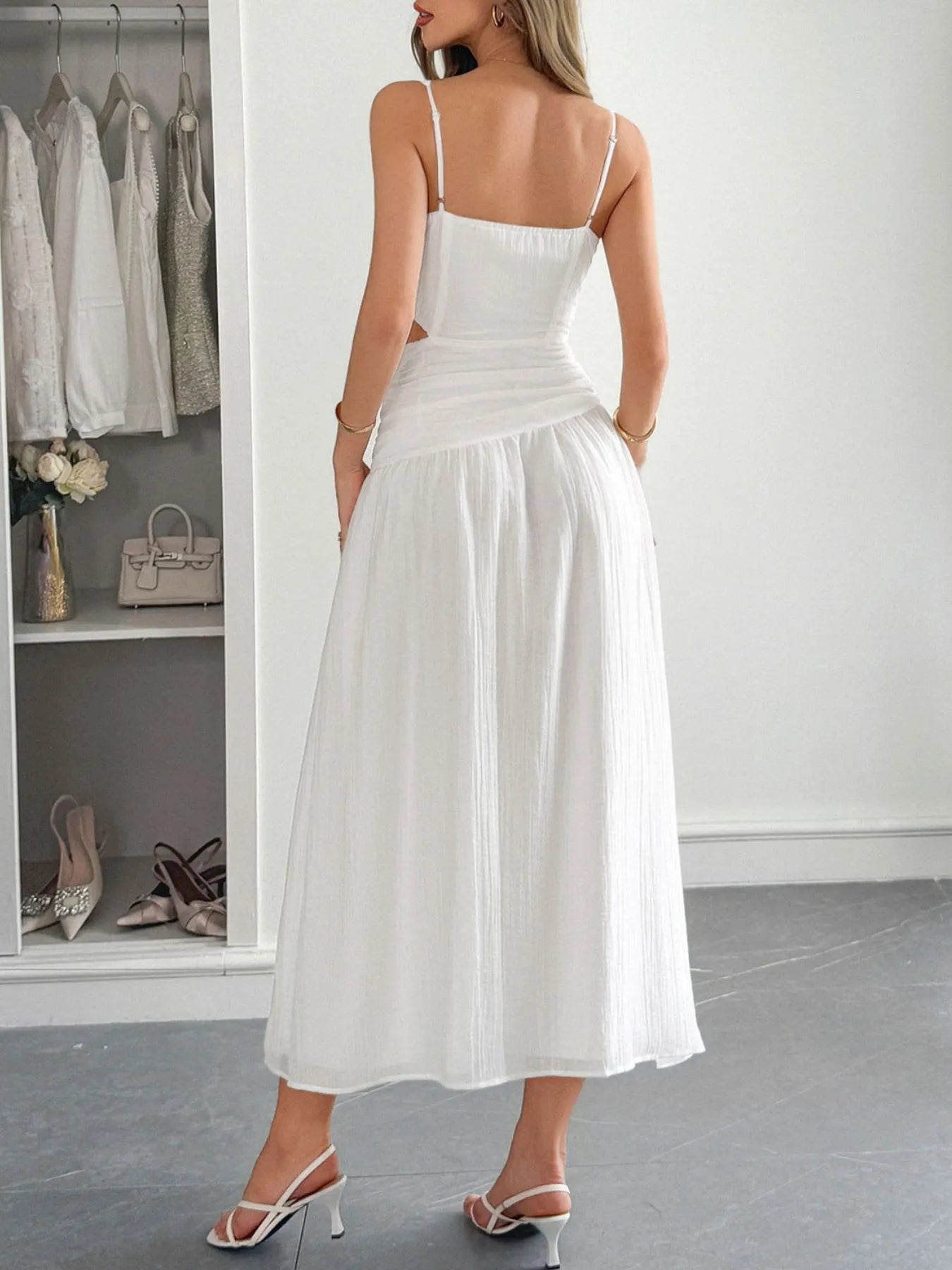 Cutout V-Neck Sleeveless Midi Dress - Tigbul's Variety Fashion Shop