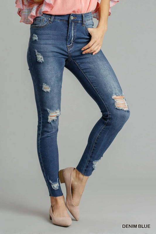 Umgee Distressed Skinny Jeans with Pockets - Tigbul's Variety Fashion Shop