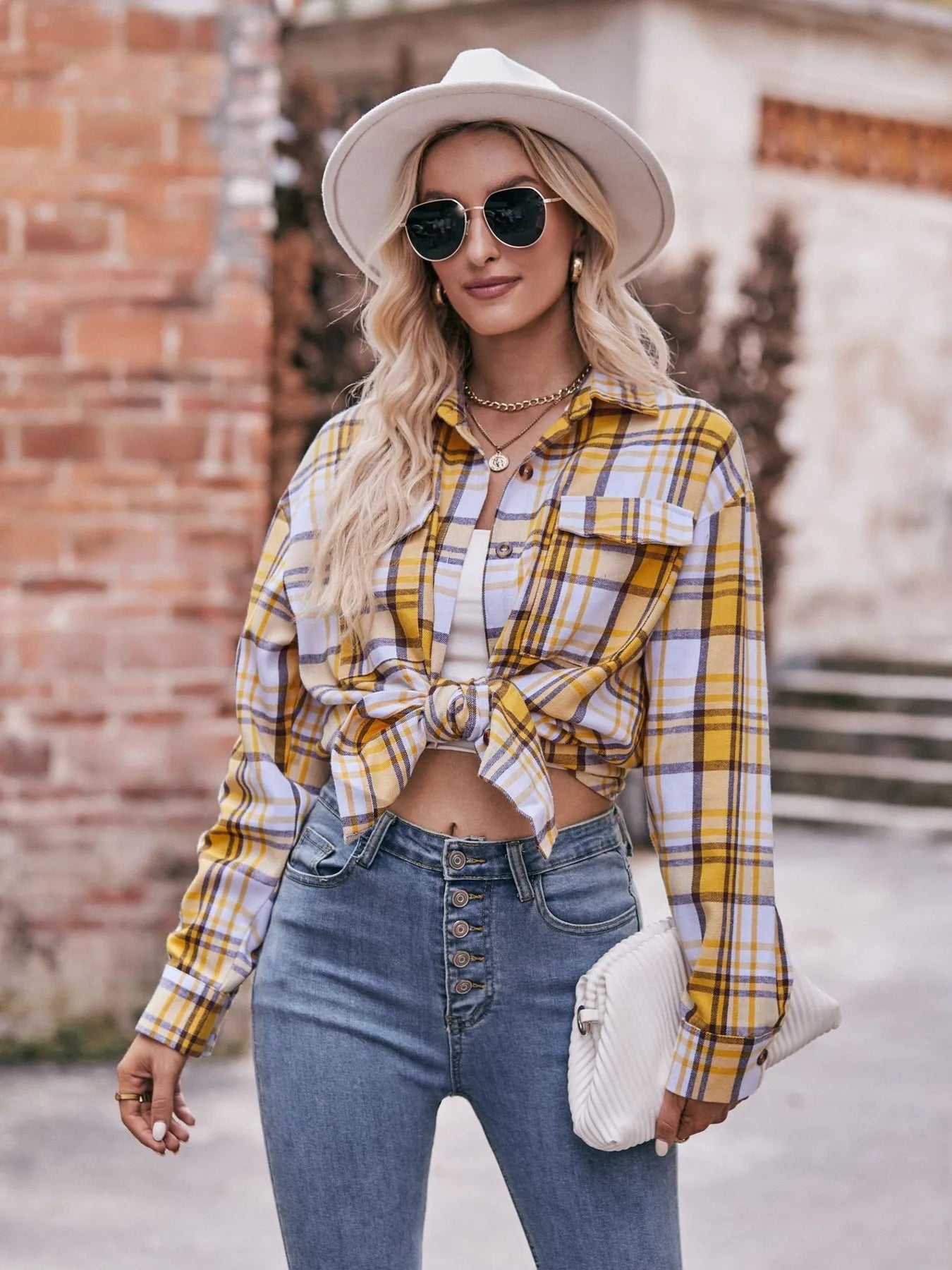 Plaid Button-Down Long Sleeve Shirt - Tigbul's Variety Fashion Shop