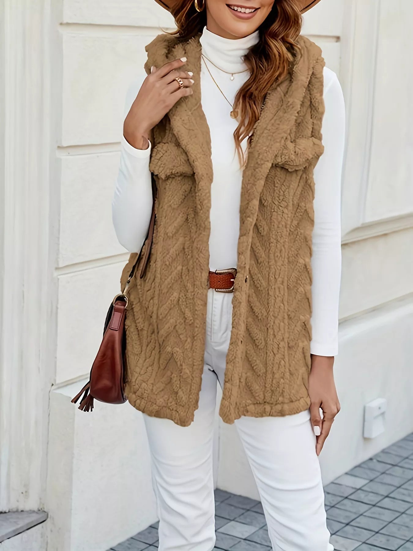 Button-Front Hooded Vest Coat - Tigbul's Variety Fashion Shop