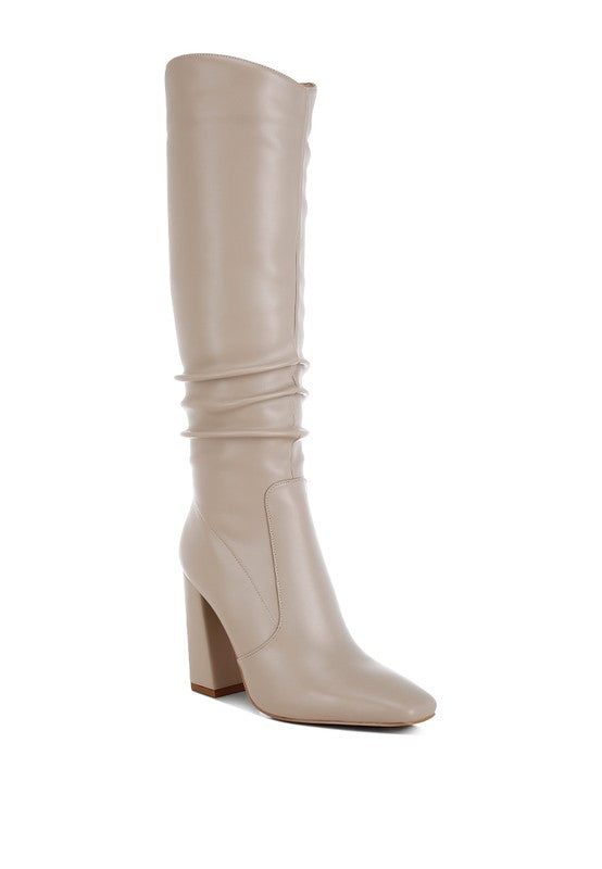 Yanir Slouchy Shaft 4" Heel Knee-High Boots - Tigbul's Variety Fashion Shop