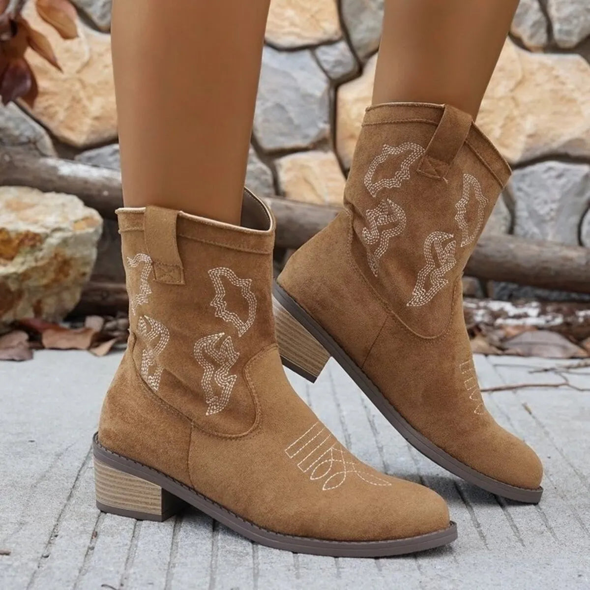 Cowboy Block Heels Boots - Tigbul's Variety Fashion Shop