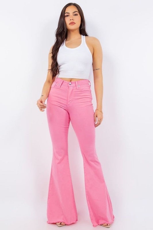 Bell Bottom Jean in Pink Inseam 32" - Tigbul's Variety Fashion Shop