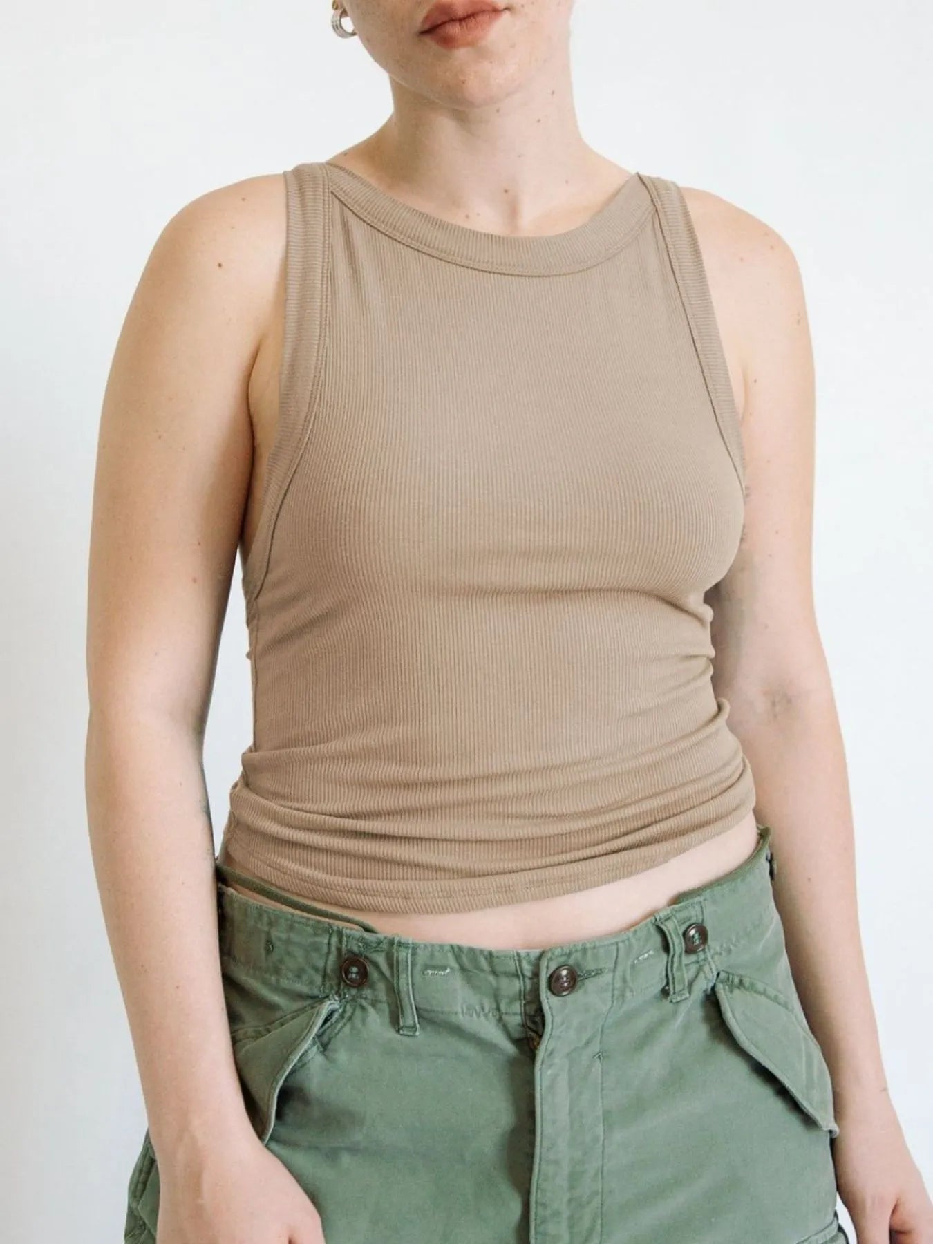 Asymmetrical Back Ribbed Crop Tank Top - Tigbul's Variety Fashion Shop