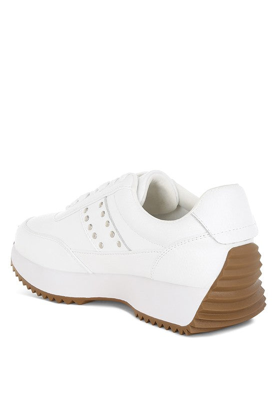 Athion Studded Real Leather Sneakers - Tigbul's Variety Fashion Shop