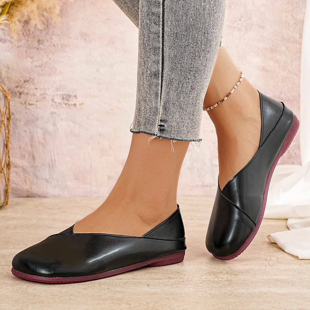 Round Toe Flats Slip-Ons - Tigbul's Variety Fashion Shop