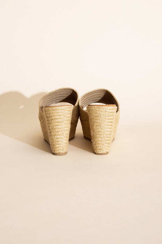 Tan Wedge High Platform Sandals - Tigbul's Variety Fashion Shop