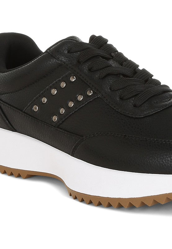 Athion Studded Real Leather Sneakers - Tigbul's Variety Fashion Shop