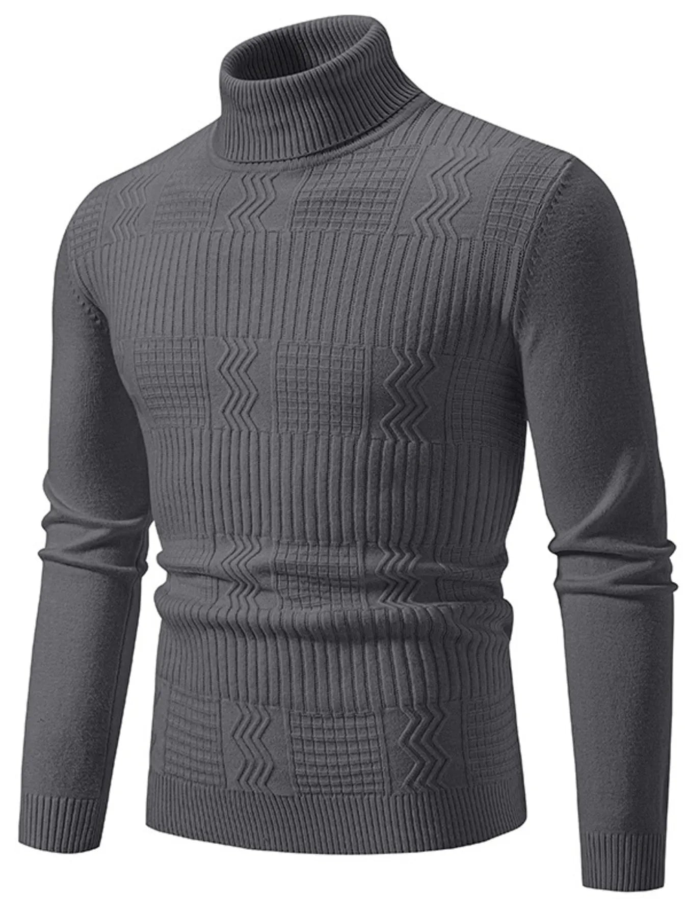 Men's Turtleneck Long Sleeve Sweater - Tigbul's Variety Fashion Shop
