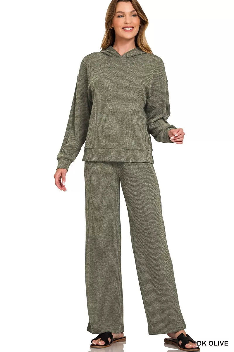 Zenana Ribbed Long Sleeve Hoodie - Tigbul's Variety Fashion Shop