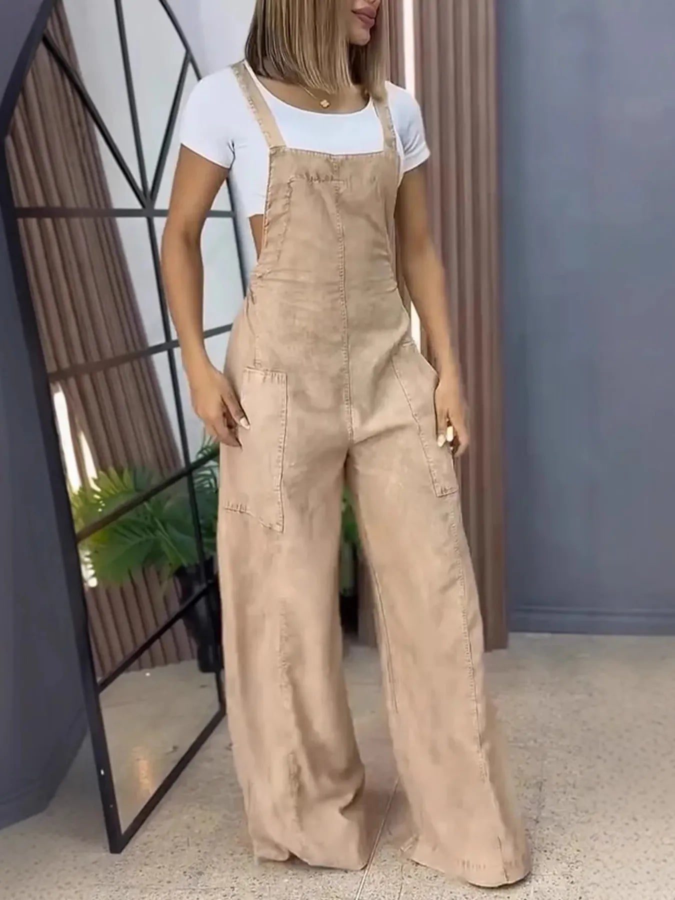 Full Size Wide Leg Washed Denim Overalls Plus Size - Tigbul's Variety Fashion Shop