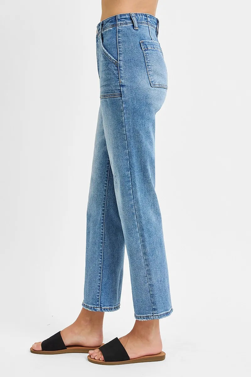 RISEN Full Size High Waisted Bootcut Cropped Jeans Plus Size - Tigbul's Variety Fashion Shop