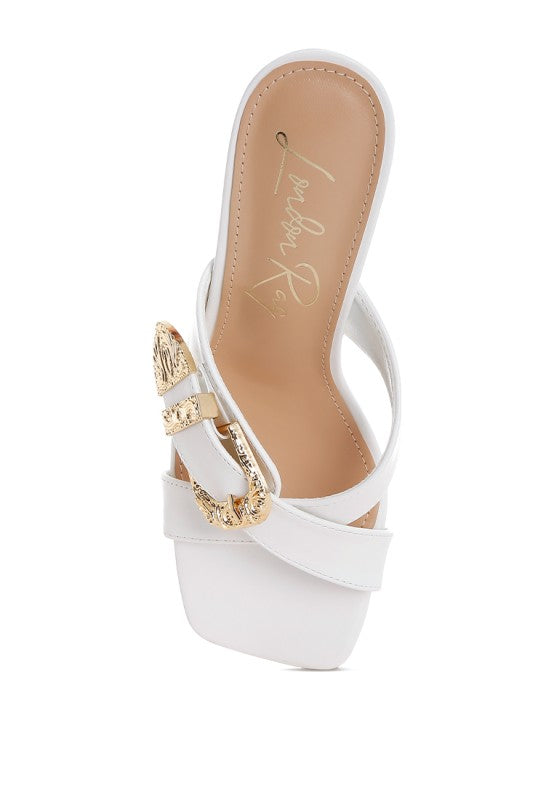 Mohaya Engraved Metallic Buckle Sandals - Tigbul's Variety Fashion Shop