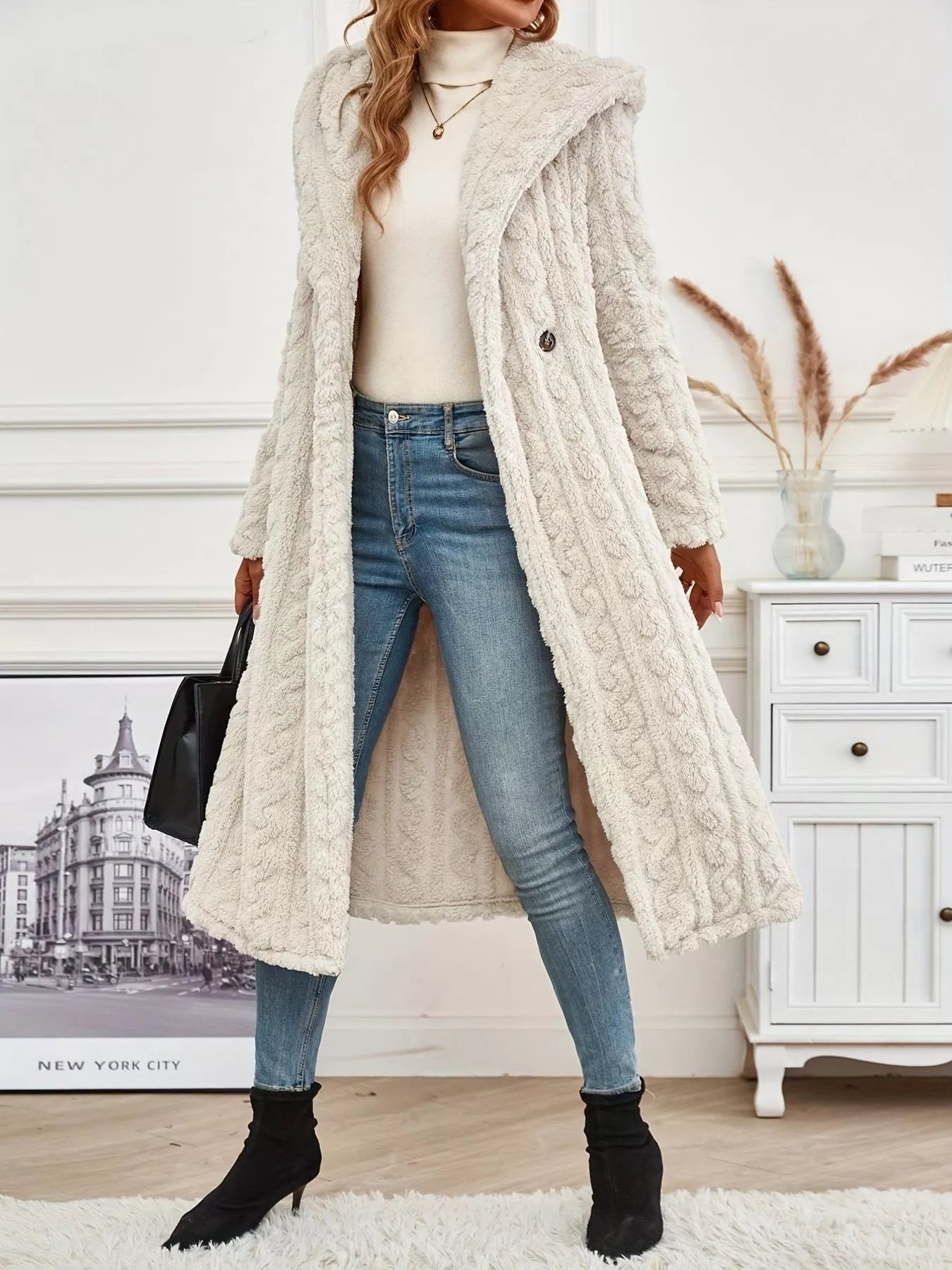 Sherpa Longline Hooded Coat - Tigbul's Variety Fashion Shop