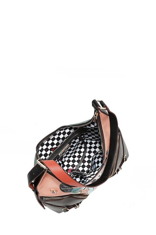 Nicole Lee USA Party King Shoulder Bag with 2 Accessory Pockets Front - Tigbul's Variety Fashion Shop