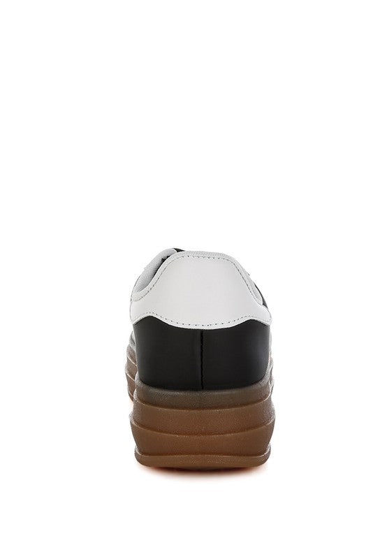 Knockout Faux Leather Lace-Up Sneakers - Tigbul's Variety Fashion Shop