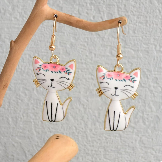 Colorful Cat Dangle Earrings - Tigbul's Variety Fashion Shop