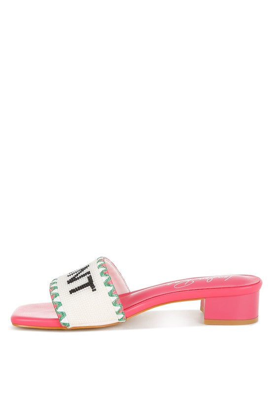 Poshta Saint Tropez Beaded Slip-On Heels - Tigbul's Variety Fashion Shop