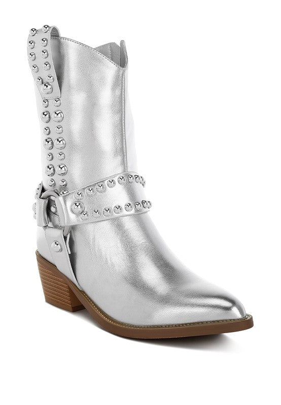 Altair Studded Harness Detail Boots - Tigbul's Variety Fashion Shop