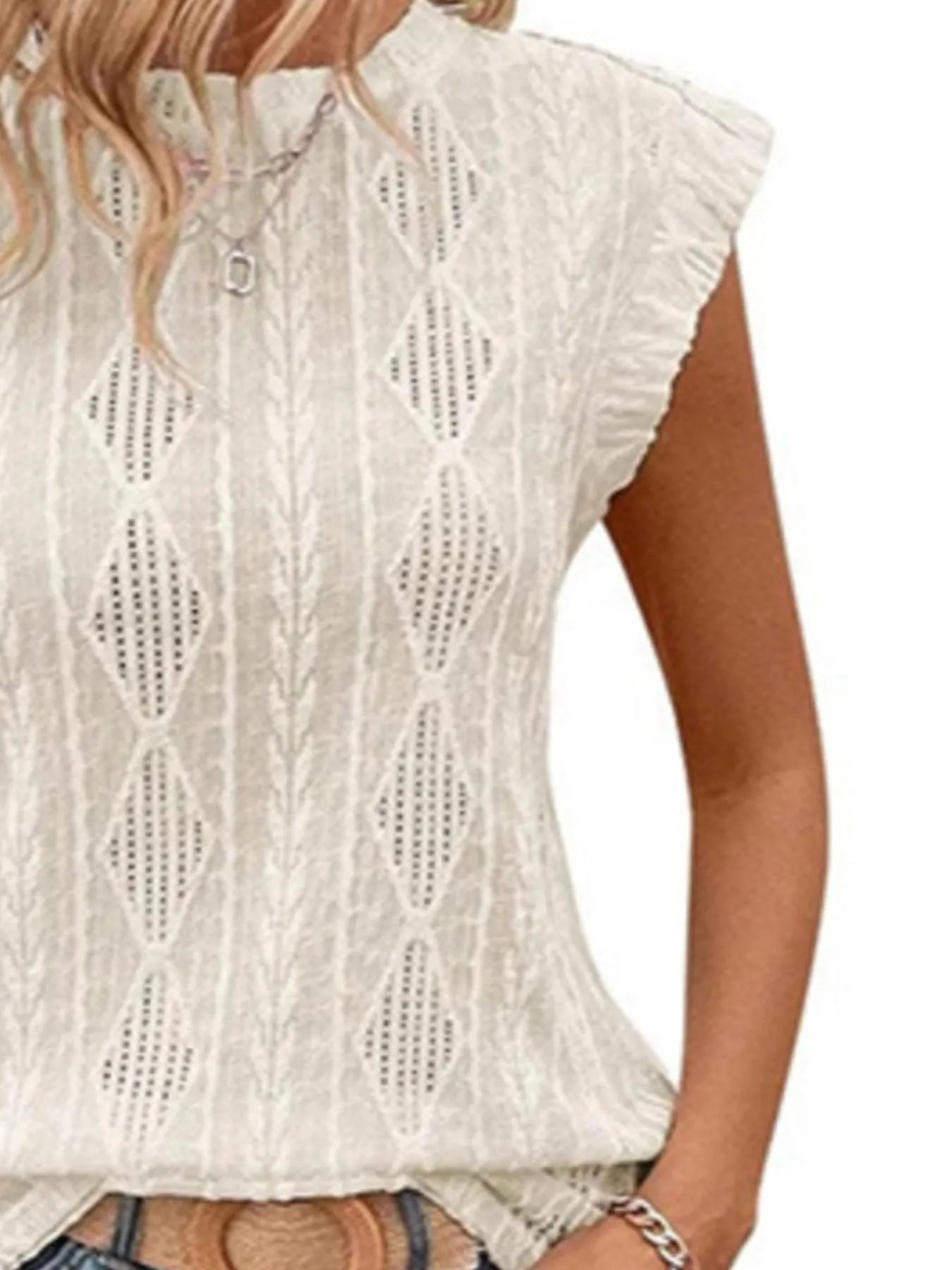 Openwork Round Neck Top - Tigbul's Variety Fashion Shop