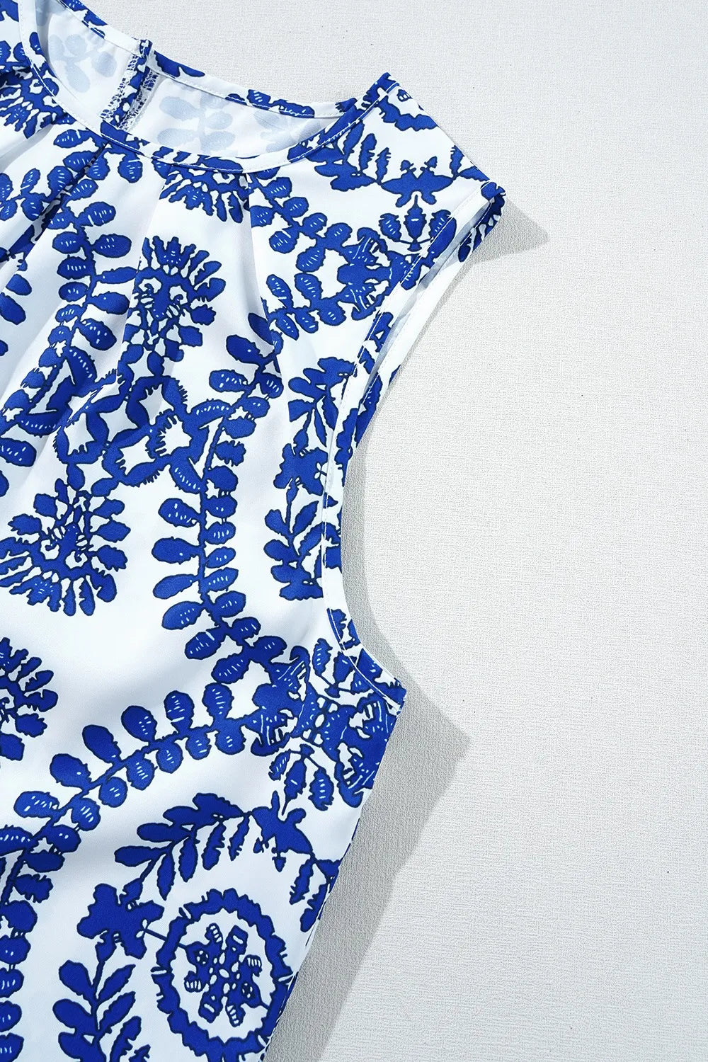 Printed Crew Neck Sleeveless Top - Tigbul's Variety Fashion Shop