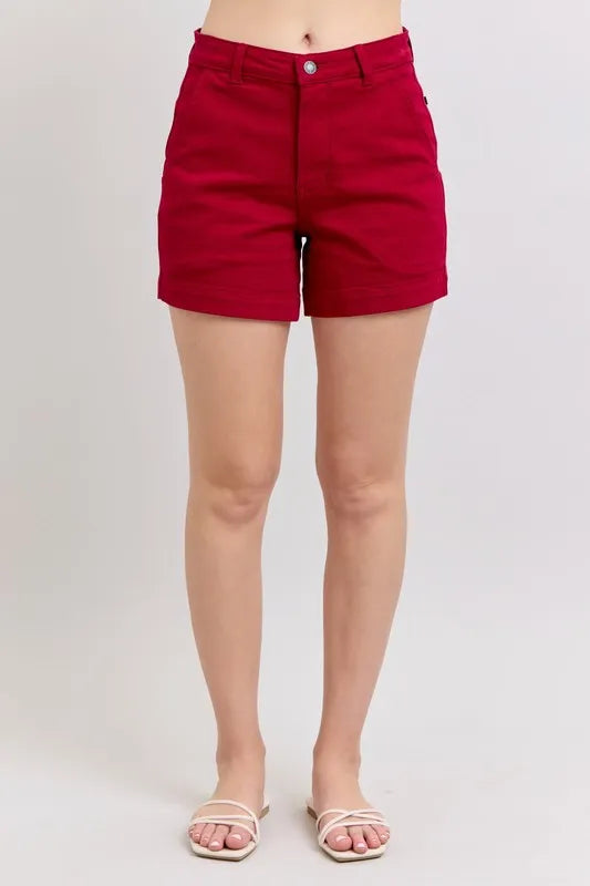 Judy Blue High Waist Tummy Control Garment Dyed Heart Shaped Denim Shorts - Tigbul's Variety Fashion Shop