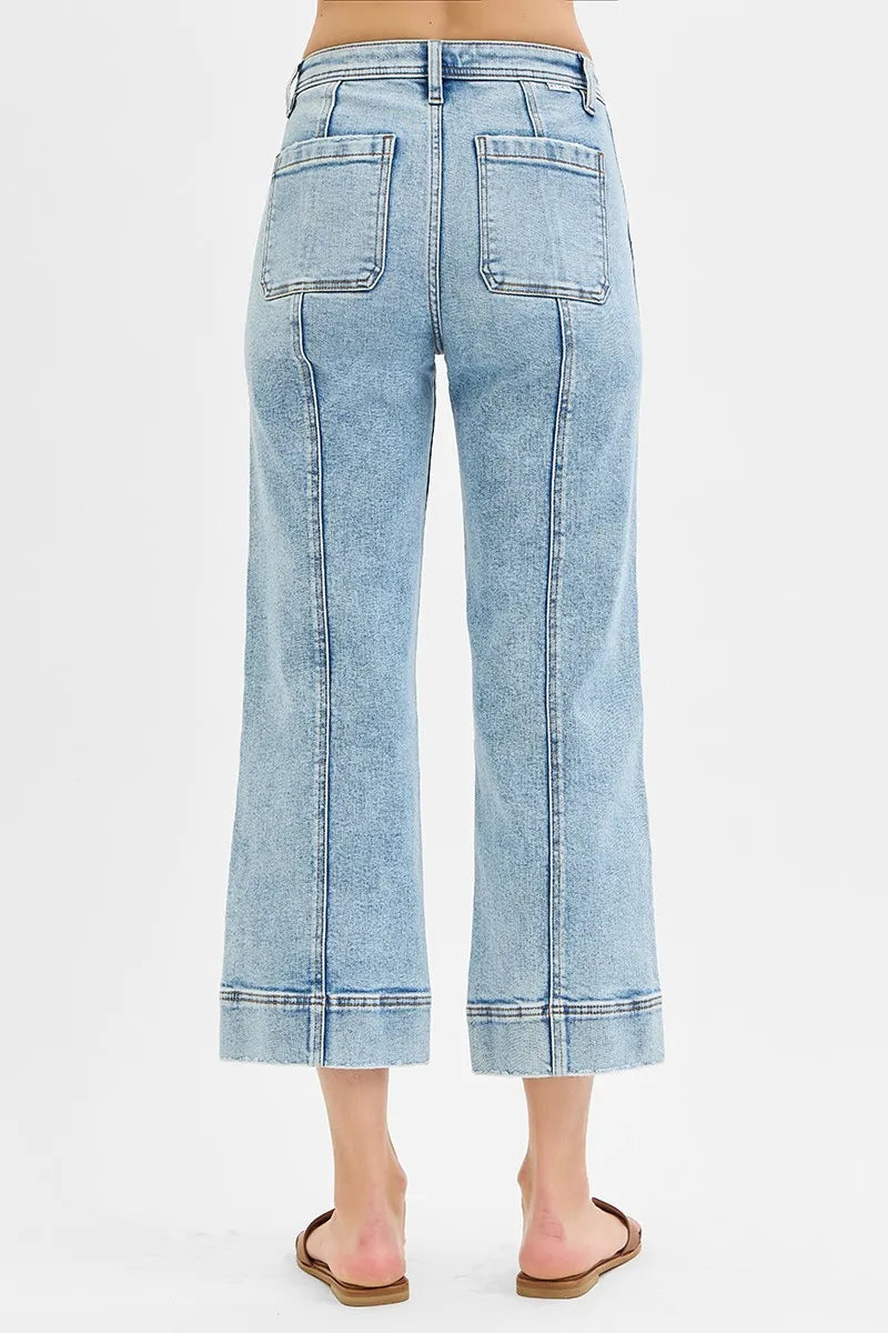RISEN Full Size High Rise Crop Wide Front Seam Detailed Jeans Plus Size - Tigbul's Variety Fashion Shop