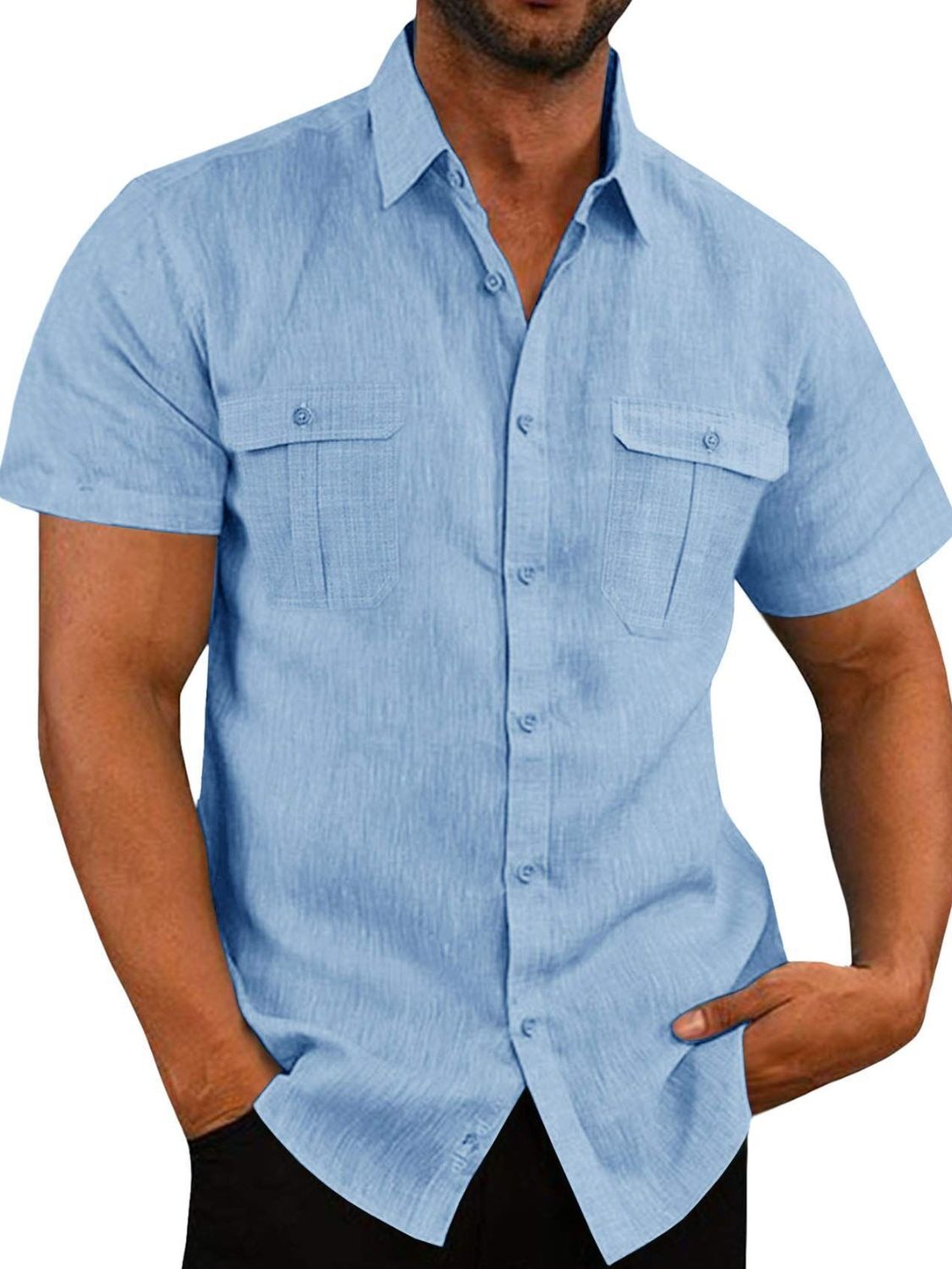 Men's Plus Size Collared Neck Short Sleeve Shirt - Tigbul's Variety Fashion Shop