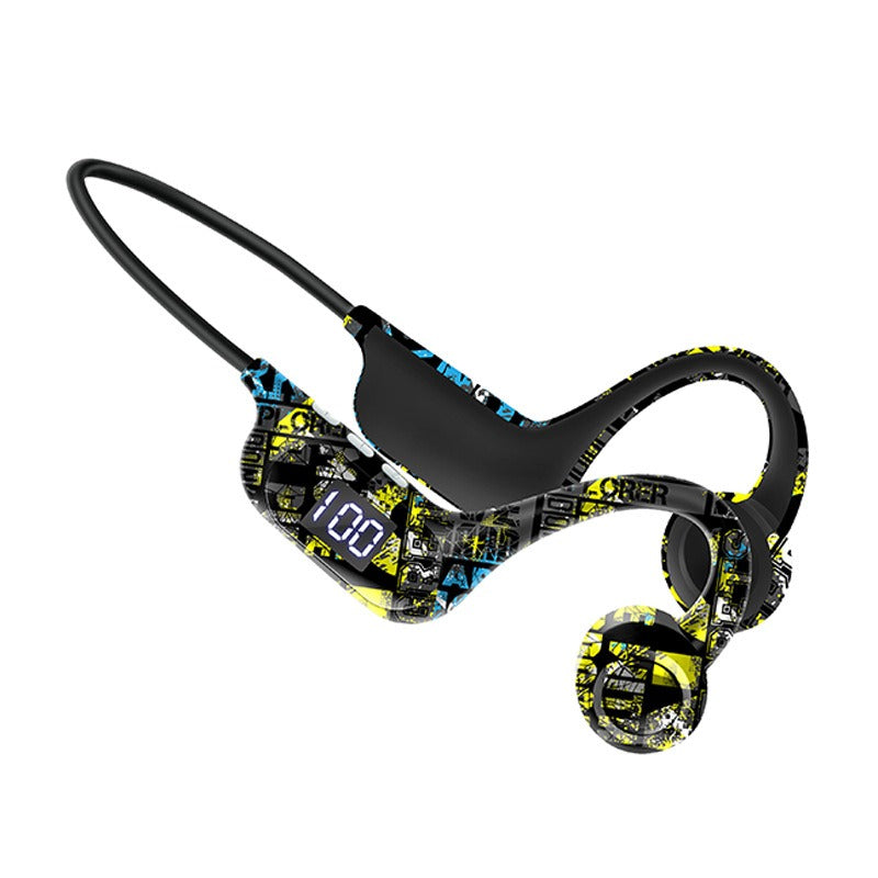 AKZ-G9 Graffiti Bone Conduction Wireless Bluetooth Earphones Insert Card Digital Display Hanging Ear Wireless Earphones - Tigbul's Variety Fashion Shop