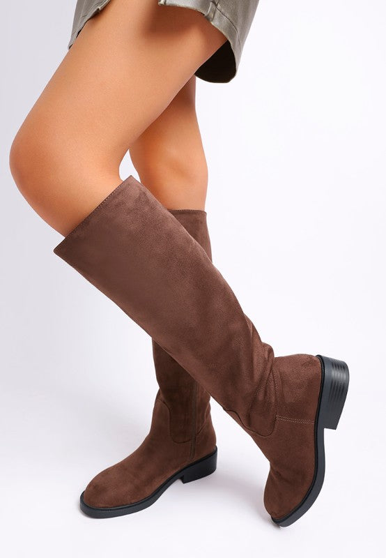 Chiru Round Toe Microfiber Calf Boots - Tigbul's Variety Fashion Shop