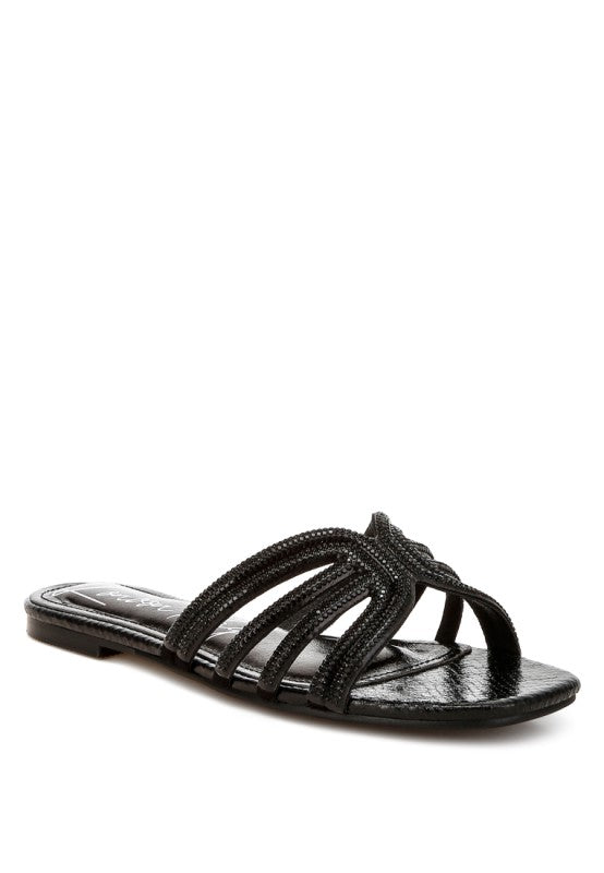 Dindy Rhinestone Cut Out Flats - Tigbul's Variety Fashion Shop