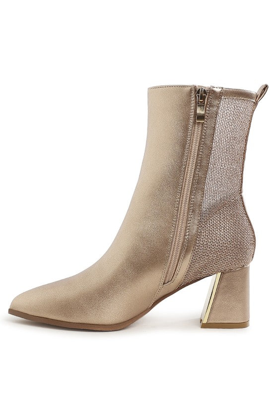 Mimosa Mesh Detail Pointy Ankle Boots - Tigbul's Variety Fashion Shop
