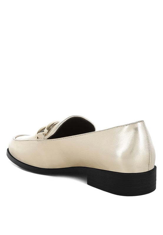 Melucine Metallic Horsebit Detail Loafers - Tigbul's Variety Fashion Shop