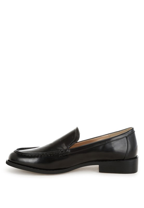 Corleone Pleather Stacked Heel Loafers - Tigbul's Variety Fashion Shop